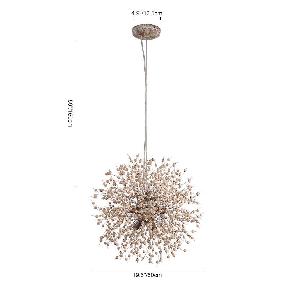 Dandelion Pendant Light with Wood Beads | ventumra