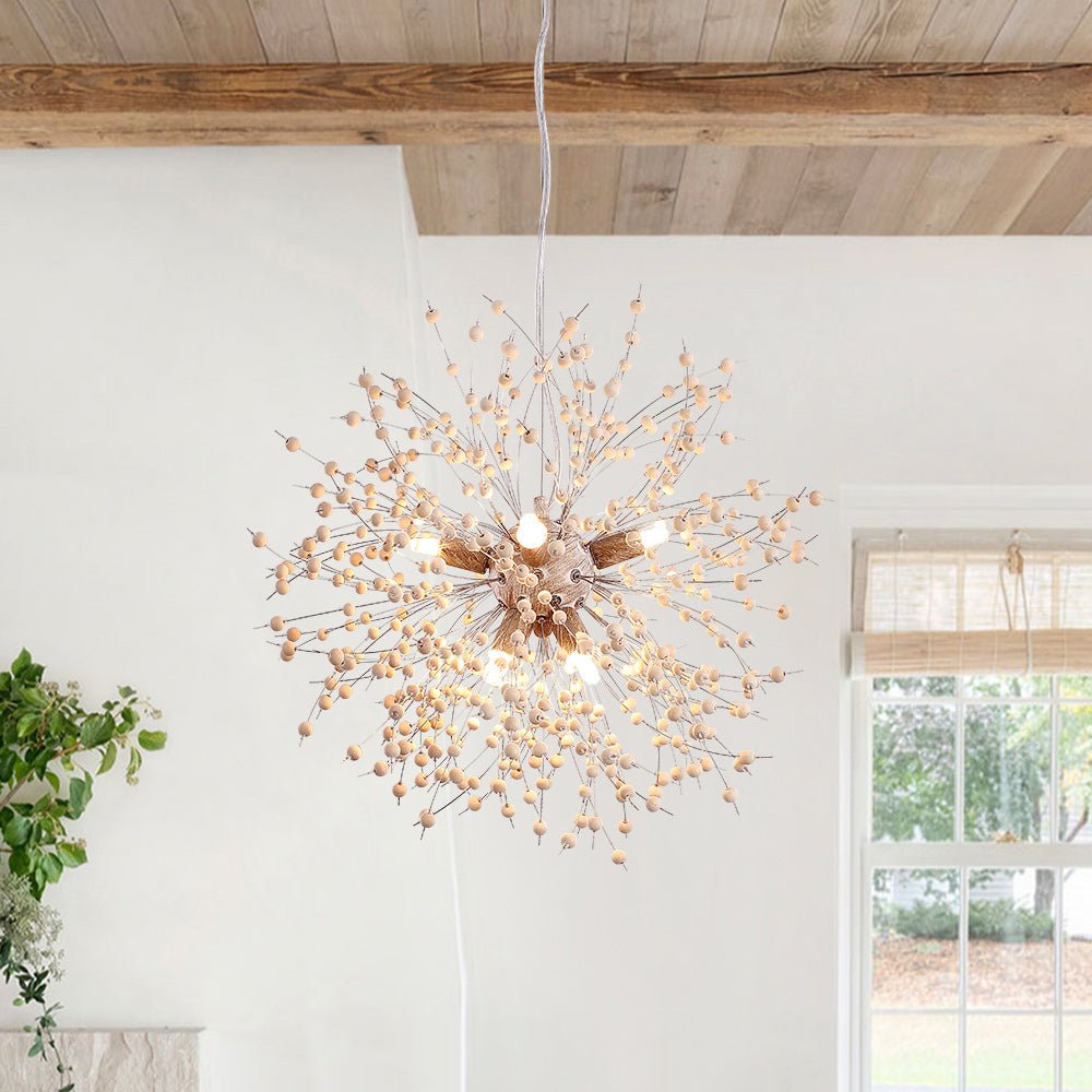 Dandelion Pendant Light with Wood Beads | ventumra
