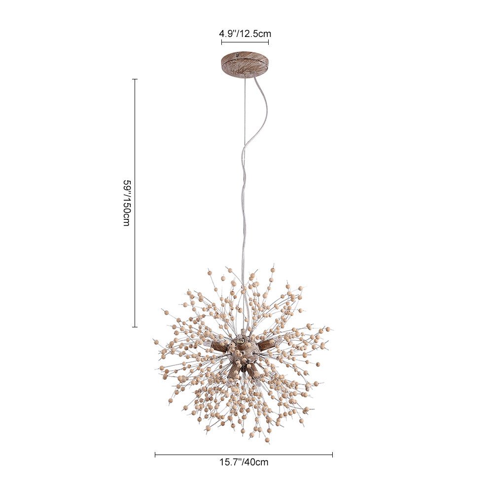 Dandelion Pendant Light with Wood Beads | ventumra
