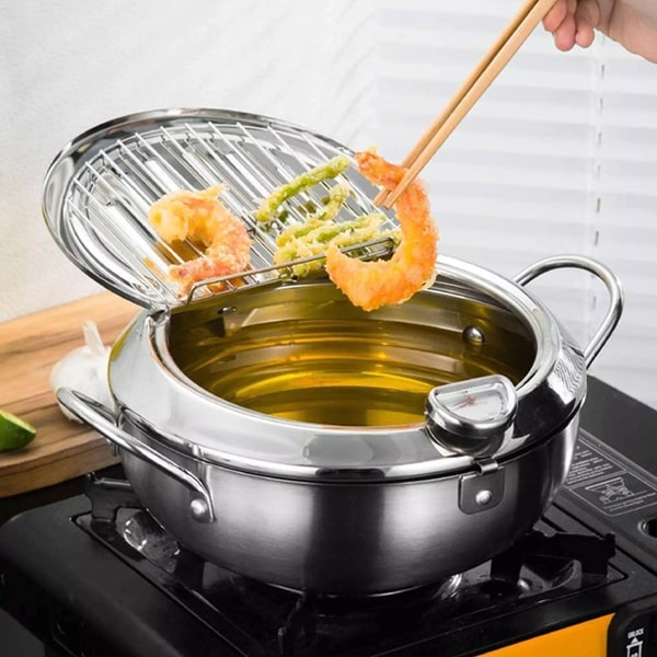 Deep Fryer with Thermometer and Draining Rack | ventumra