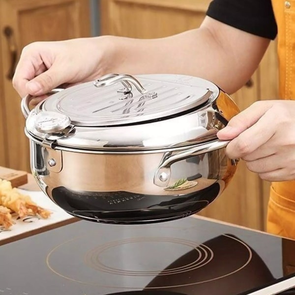 Deep Fryer with Thermometer and Draining Rack | ventumra