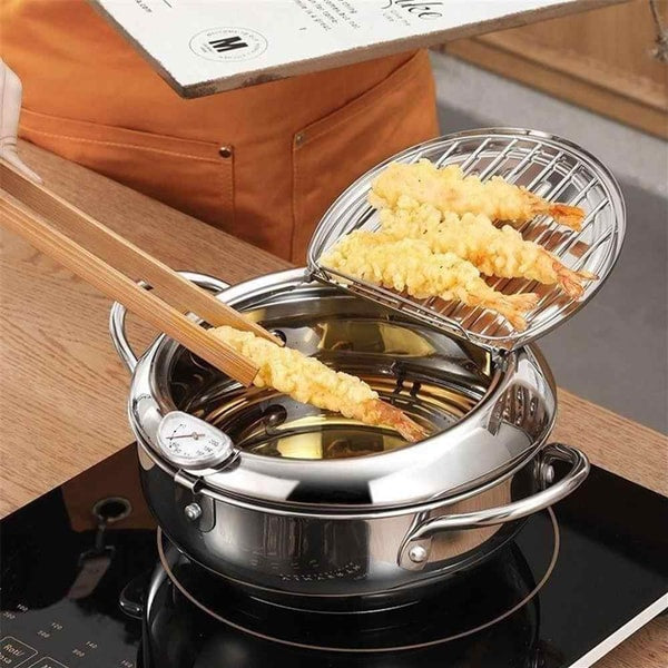 Deep Fryer with Thermometer and Draining Rack | ventumra
