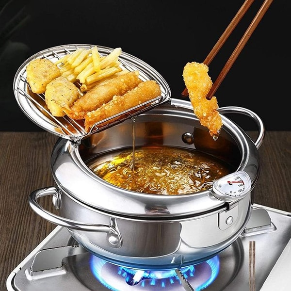 Deep Fryer with Thermometer and Draining Rack | ventumra