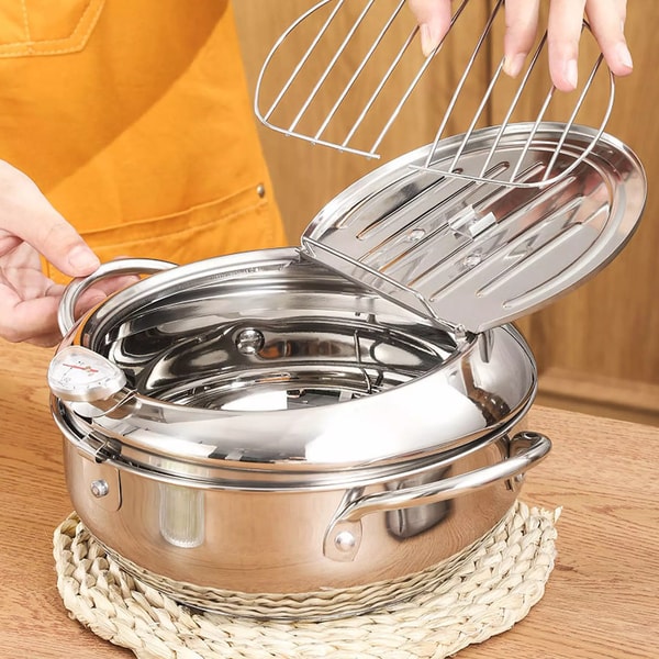 Deep Fryer with Thermometer and Draining Rack | ventumra