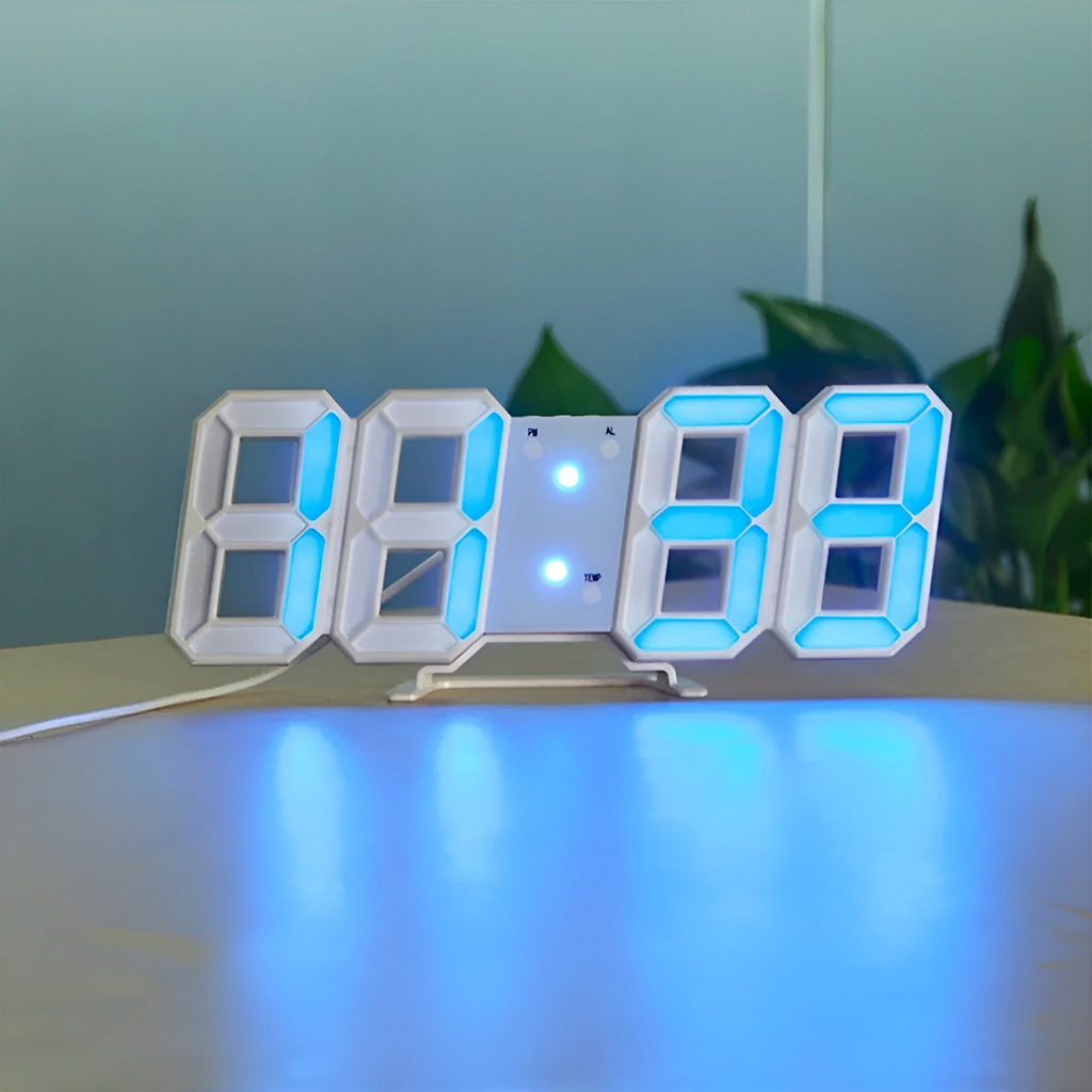 Designer LED 3D Wall Clock with Digital Display and Intuitive Operation | ventumra