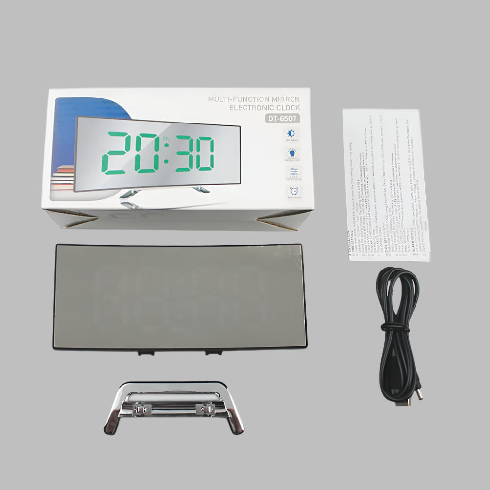 Digital Curved Mirror Alarm Clock with Snooze | ventumra