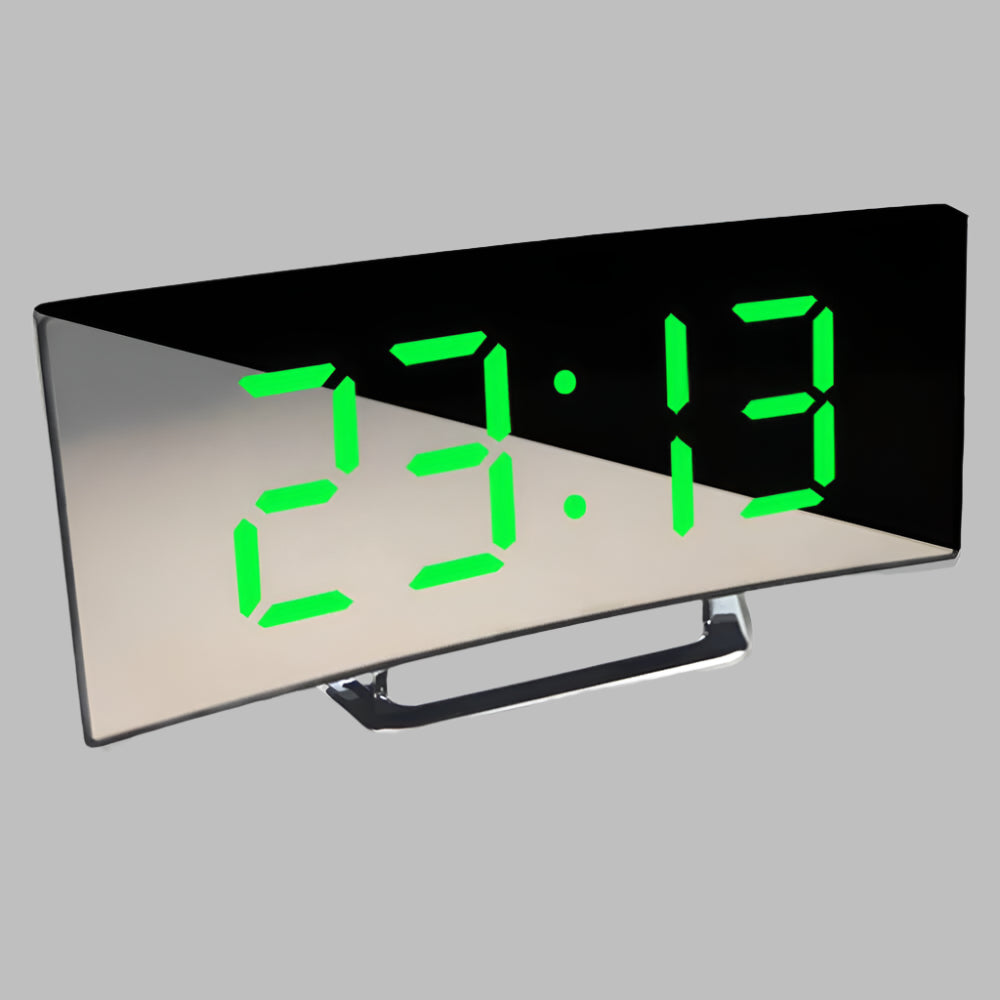 Digital Curved Mirror Alarm Clock with Snooze | ventumra