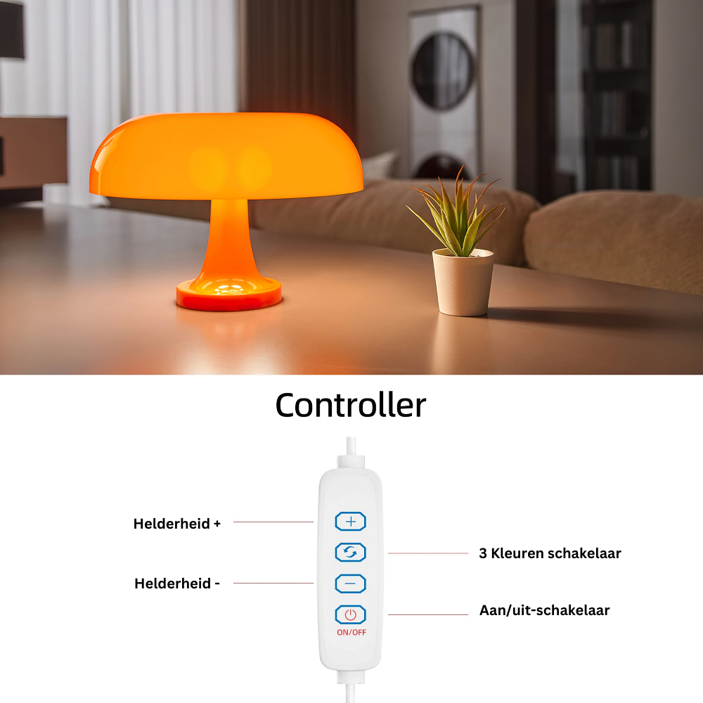Dimmable Mushroom Table Lamp with USB | ventumra