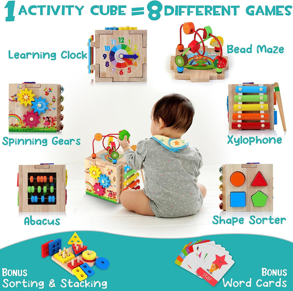 EduCube 8-in-1 Montessori Learning Toy 8 Activities 18+ months | ventumra