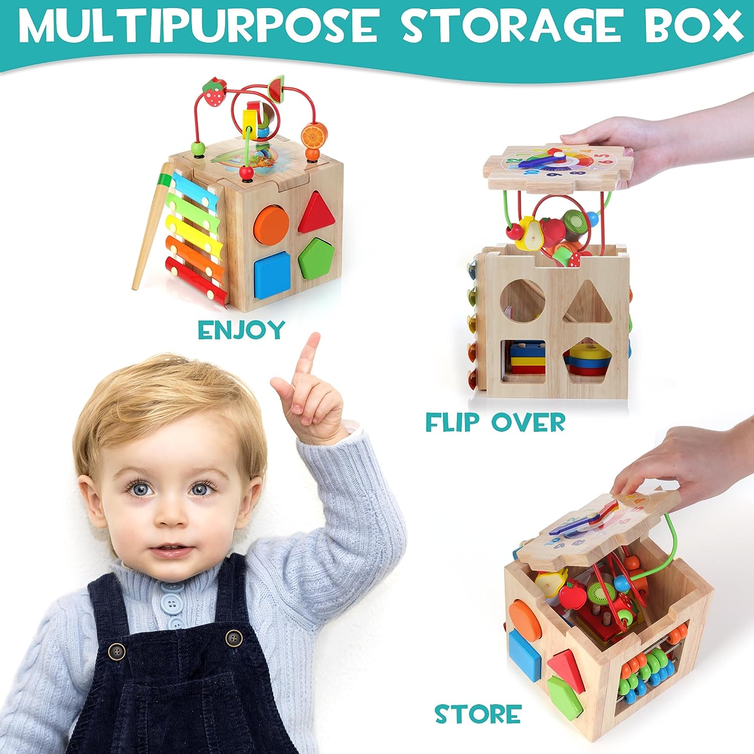 EduCube 8-in-1 Montessori Learning Toy 8 Activities 18+ months | ventumra