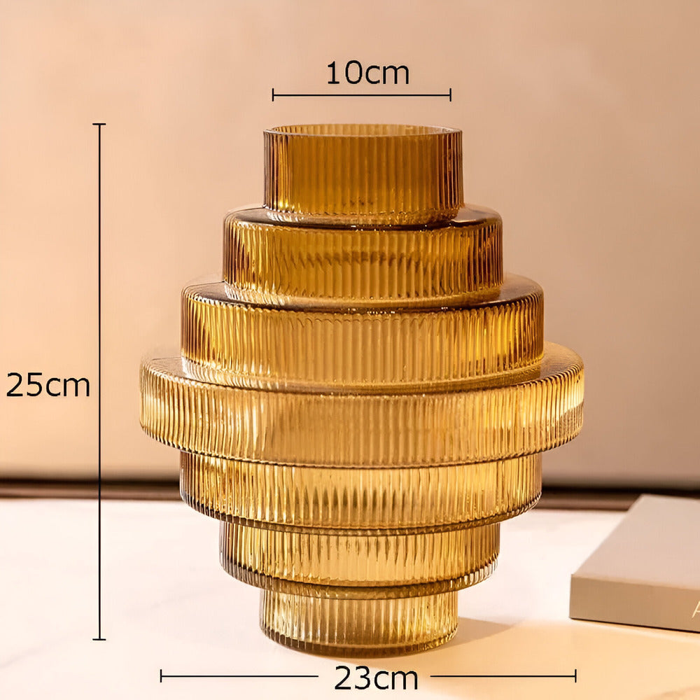 Elegant Amber Glass Vase - Contemporary Decorative Piece for Stylish Living Spaces | ventumra