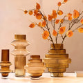 Elegant Amber Glass Vase - Contemporary Decorative Piece for Stylish Living Spaces | ventumra