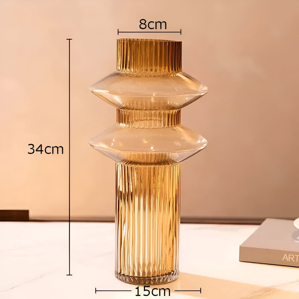 Elegant Amber Glass Vase - Contemporary Decorative Piece for Stylish Living Spaces | ventumra