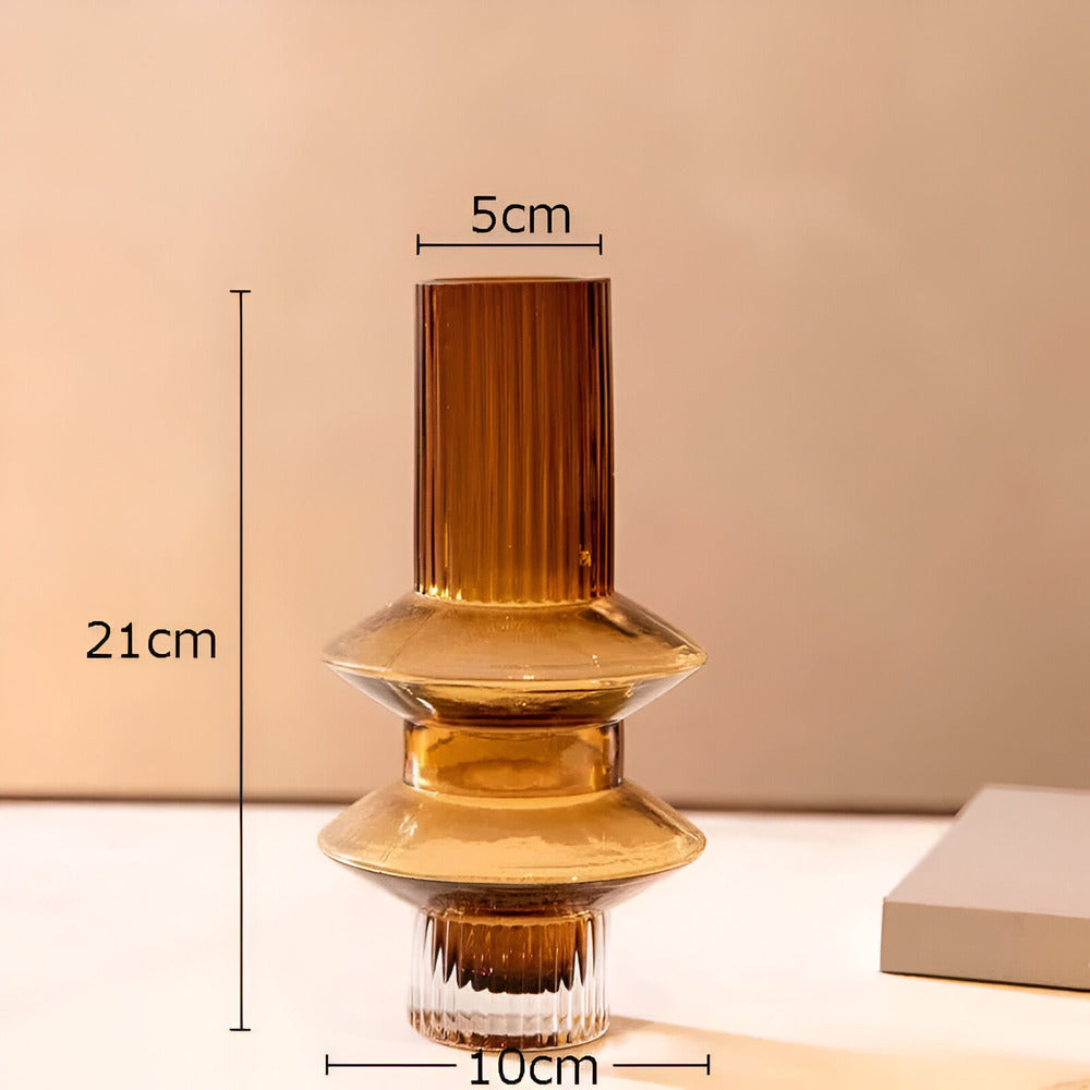 Elegant Amber Glass Vase - Contemporary Decorative Piece for Stylish Living Spaces | ventumra