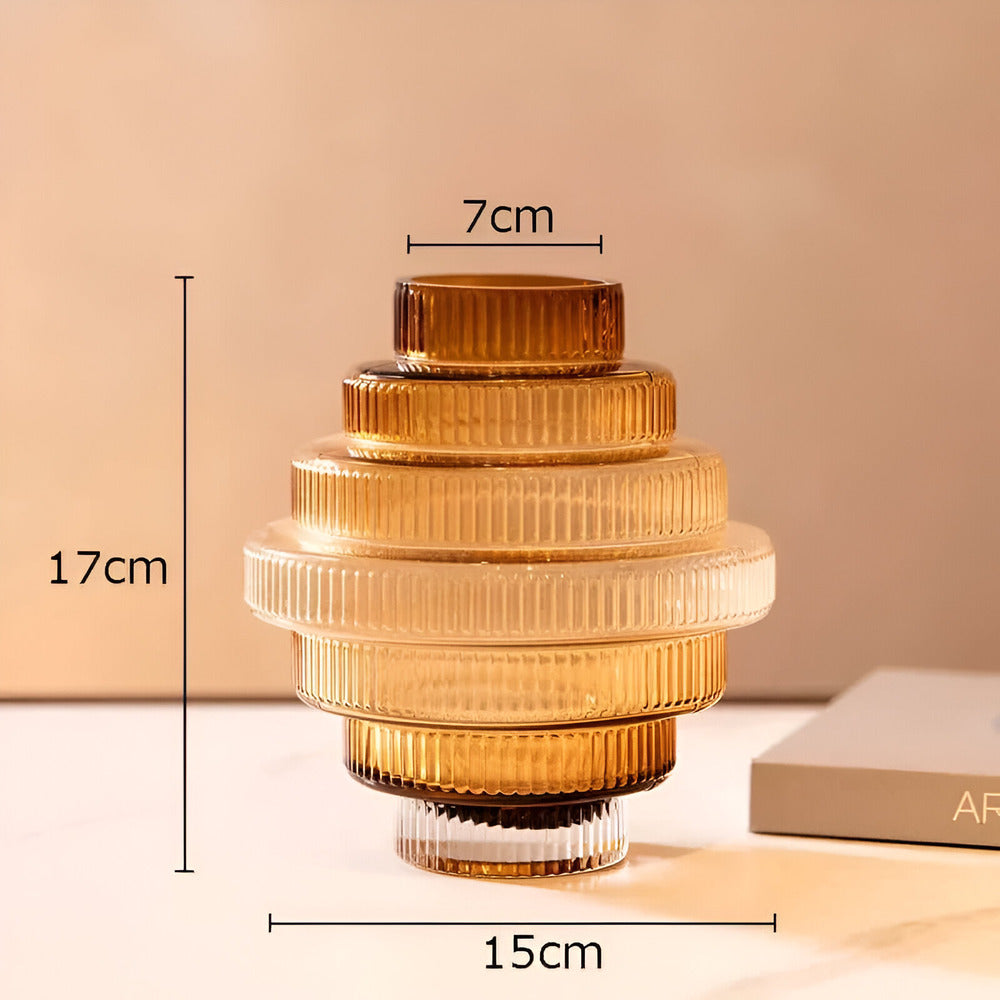Elegant Amber Glass Vase - Contemporary Decorative Piece for Stylish Living Spaces | ventumra