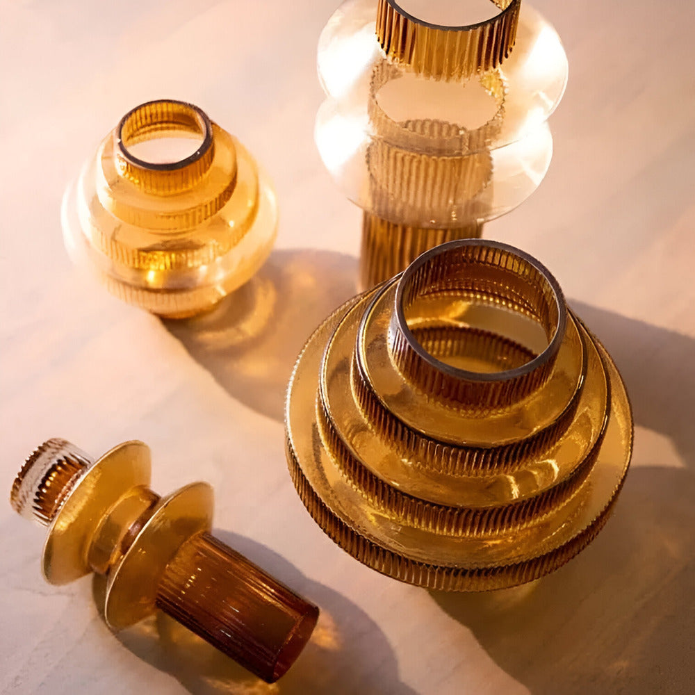 Elegant Amber Glass Vase - Contemporary Decorative Piece for Stylish Living Spaces | ventumra