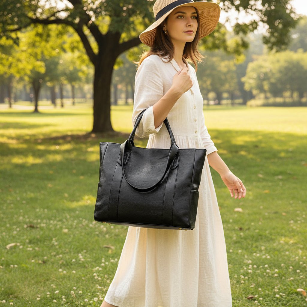 Elegant leather shoulder bag with a retro touch and smooth surface | ventumra
