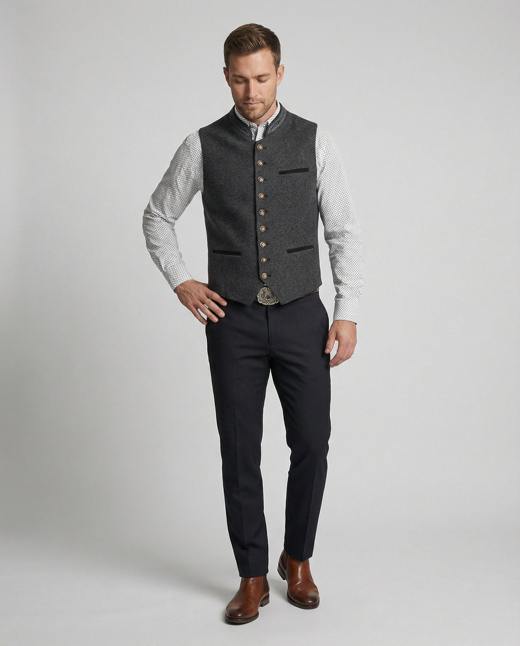Men's Classic Grey Herringbone Vest | ventumra