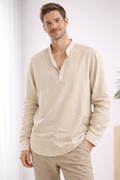 Men's Casual Band Collar Long-Sleeve Shirt | ventumra
