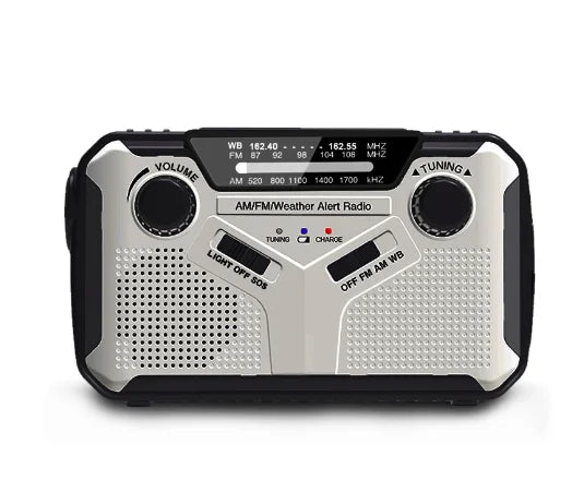 Emergency Radio with Crank and Solar Cell – Portable Dynamo Radio with Power Bank and LED Flashlight | ventumra