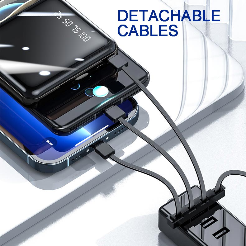 Fast Charge 20000mAh Mini Powerbank with Integrated Cables | ventumra