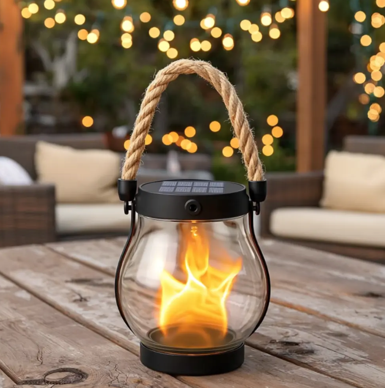 Solar Flickering Flame Lantern - Rustic Charm & Warm Ambiance | ventumra