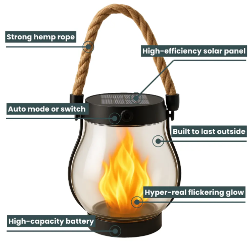 Solar Flickering Flame Lantern - Rustic Charm & Warm Ambiance | ventumra