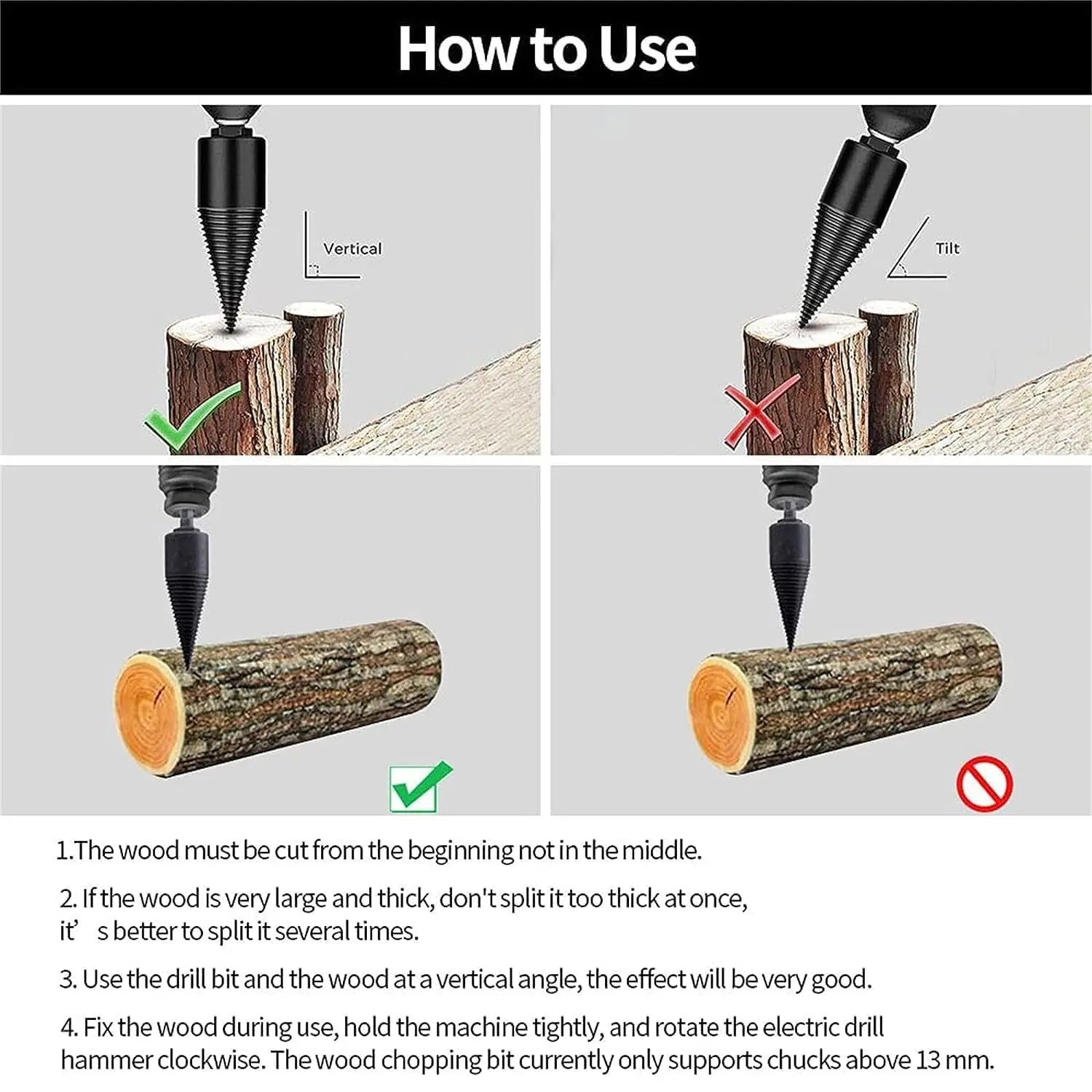 Cordless Drill Wood Splitter Set - Effortless Logging | ventumra