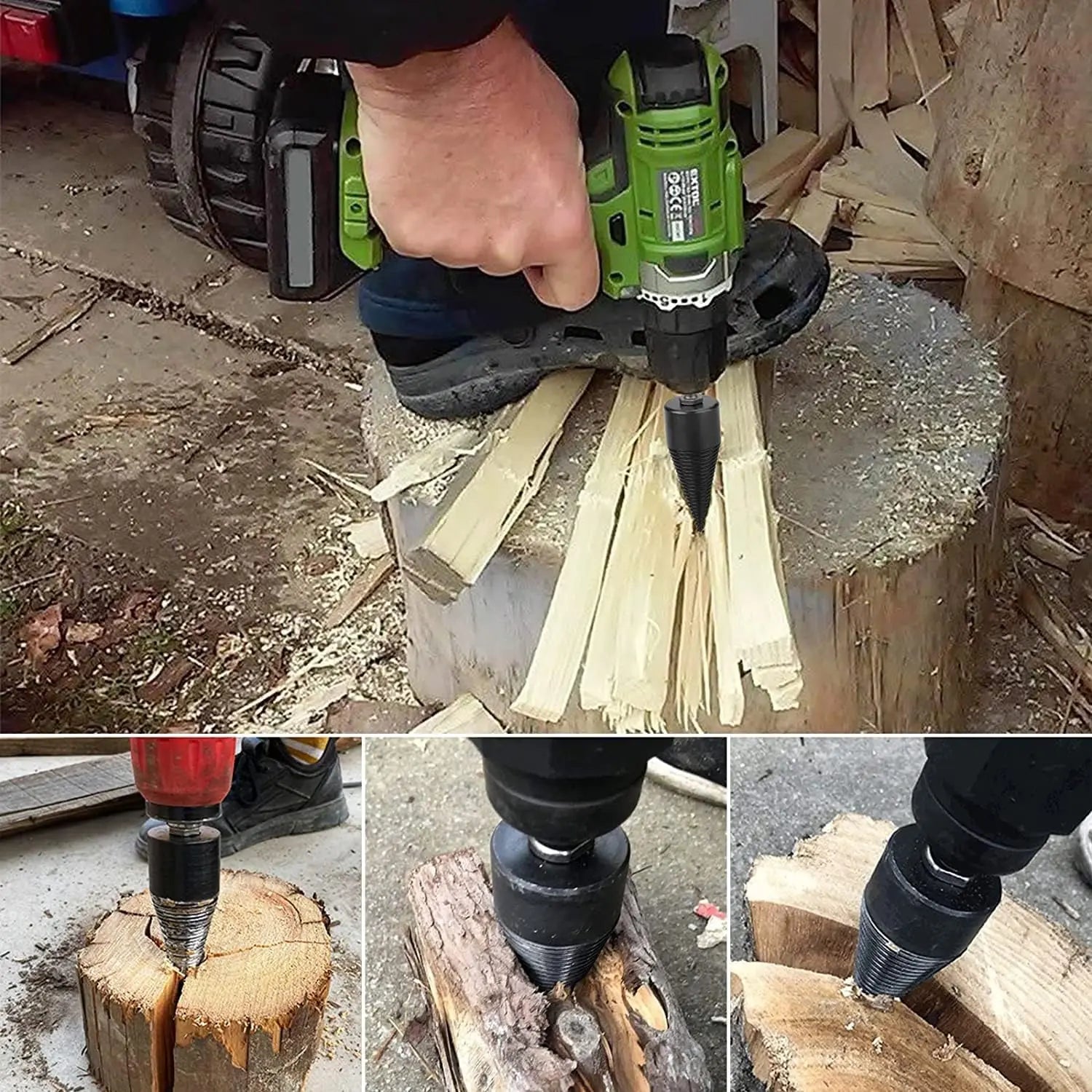 Cordless Drill Wood Splitter Set - Effortless Logging | ventumra