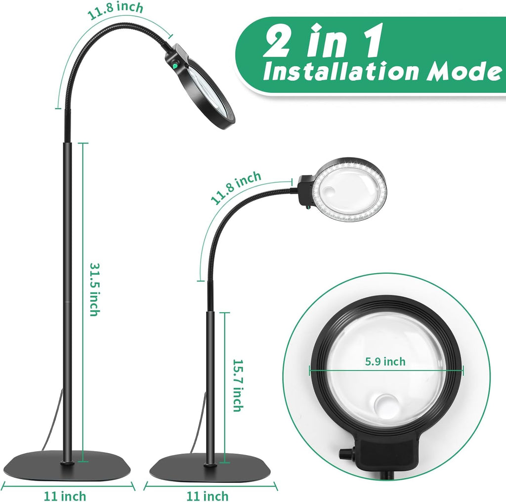 Full-Sided Magnifying Glass with LED Light – Hands-Free Reading Aid for Books, Crafts, and Hobbies | ventumra