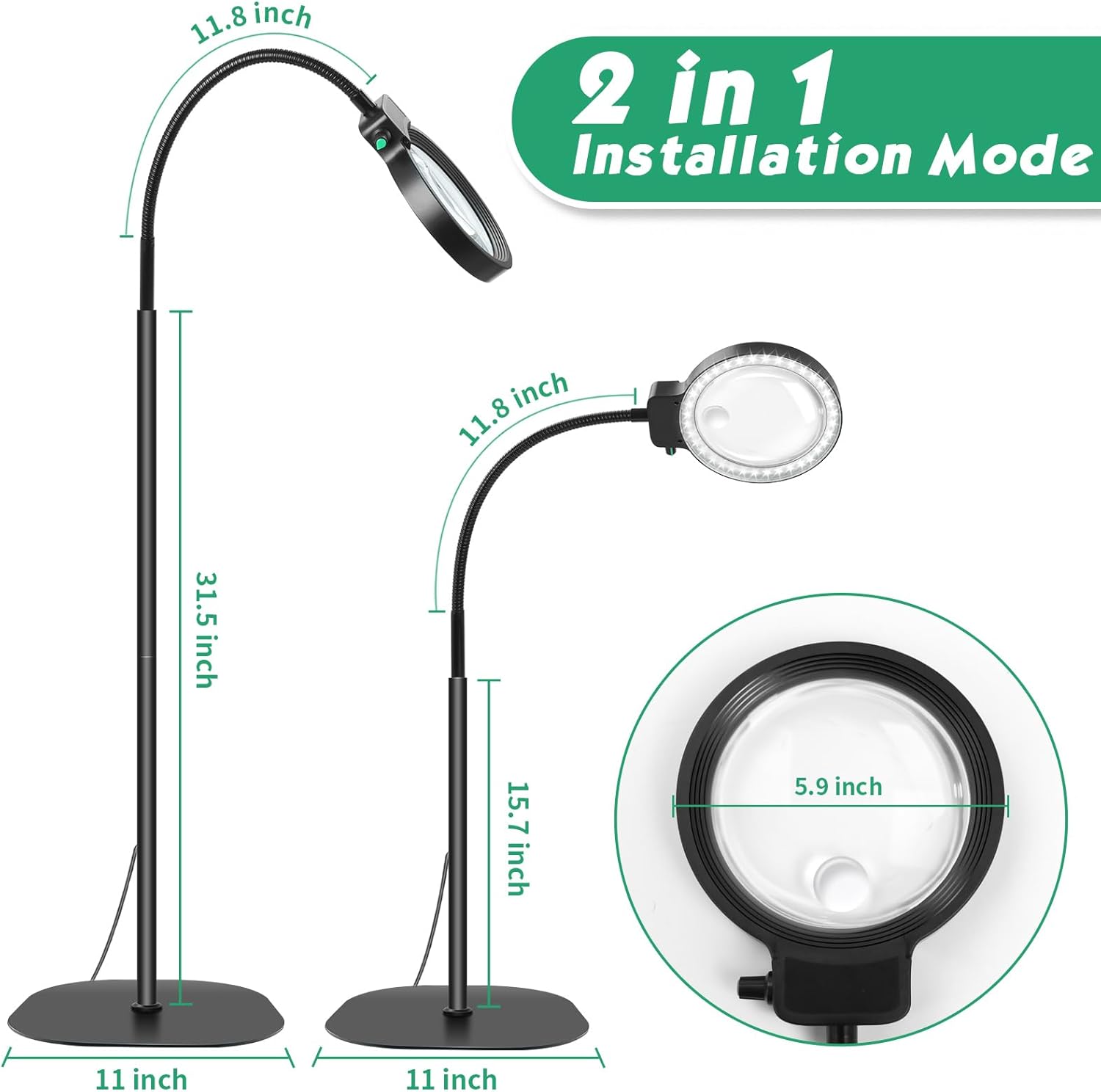 Full-Sided Magnifying Glass with LED Light – Hands-Free Reading Aid for Books, Crafts, and Hobbies | ventumra