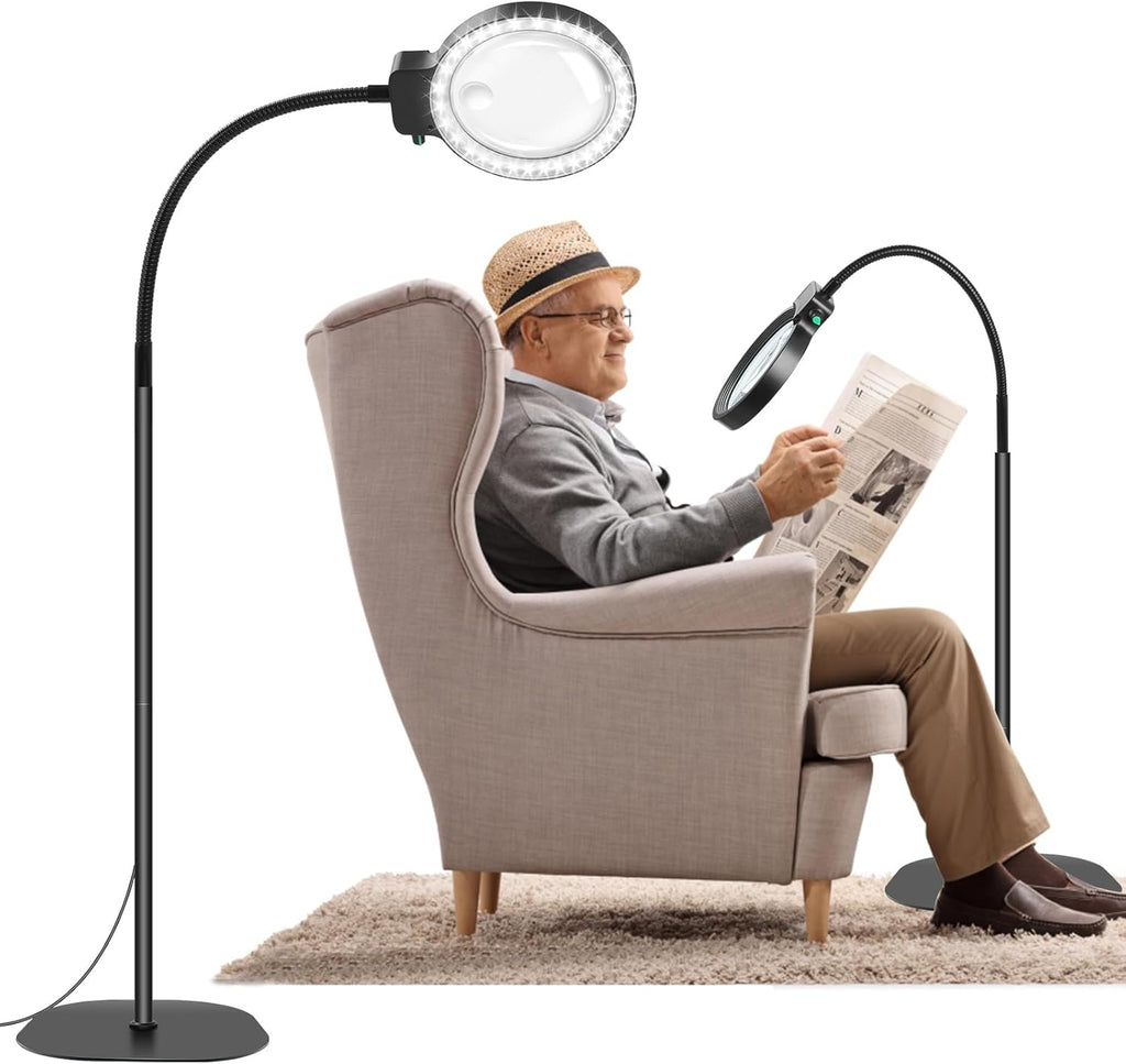 Full-Sided Magnifying Glass with LED Light – Hands-Free Reading Aid for Books, Crafts, and Hobbies | ventumra