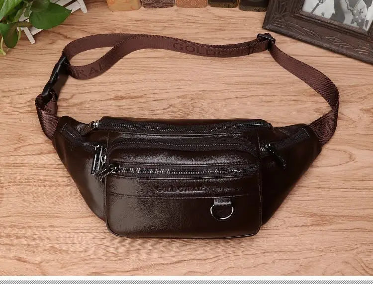 Men's Genuine Leather Belt Bag - Large Capacity Travel Pouch | ventumra