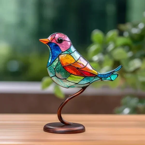Glass Stained Bird Sculpture Ornament | ventumra