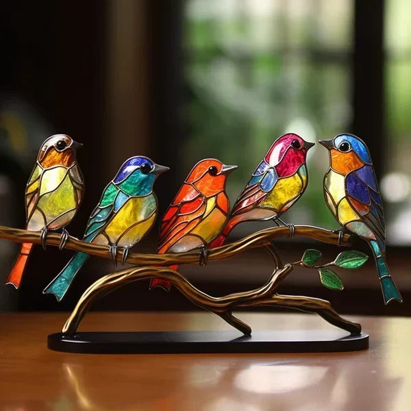Glass Stained Bird Sculpture Ornament | ventumra
