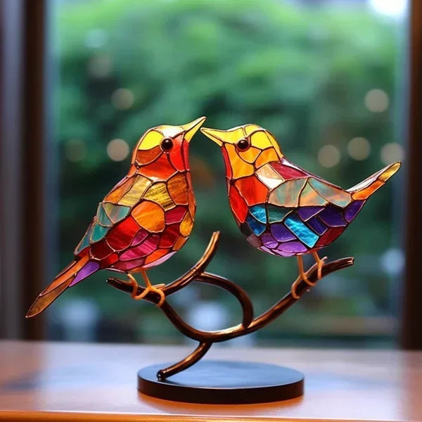 Glass Stained Bird Sculpture Ornament | ventumra