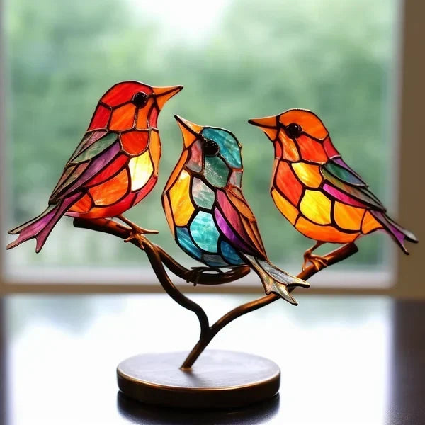 Glass Stained Bird Sculpture Ornament | ventumra