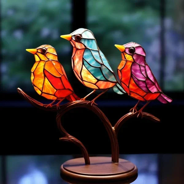 Glass Stained Bird Sculpture Ornament | ventumra