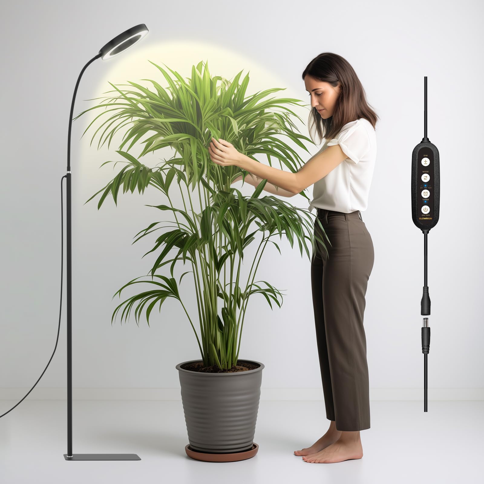 Glowrium 20W LED Full Spectrum Standing Grow Light for Indoor Plants - Dimmable, Timer | ventumra