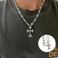Ornate Silver-Tone Cross Pendant Necklace | ventumra