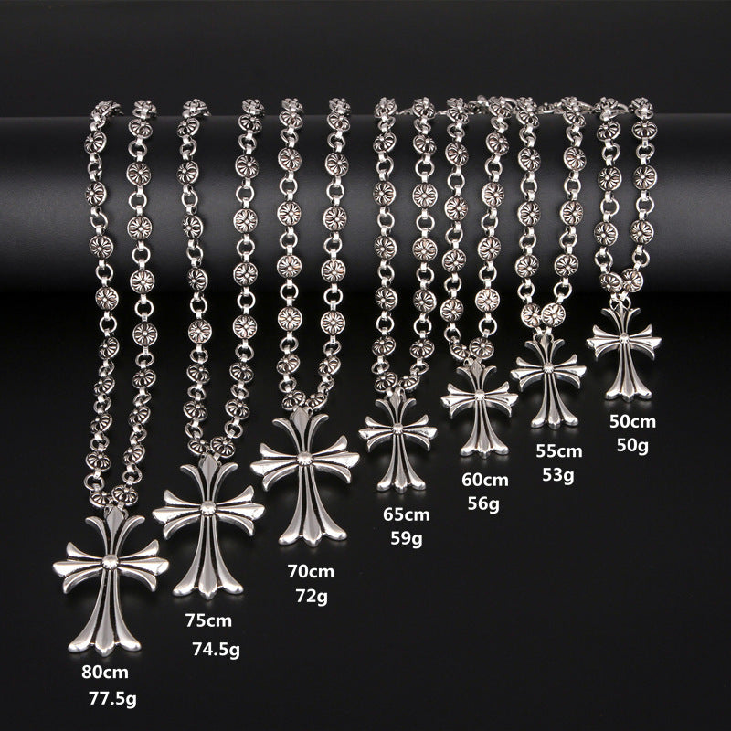 Ornate Silver-Tone Cross Pendant Necklace | ventumra