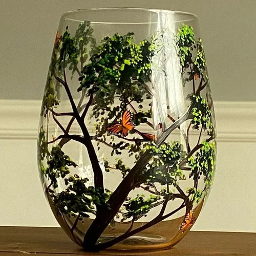 Hand Painted Four Seasons Tree Wine Glasses Unique Art | ventumra