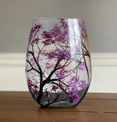 Hand Painted Four Seasons Tree Wine Glasses Unique Art | ventumra