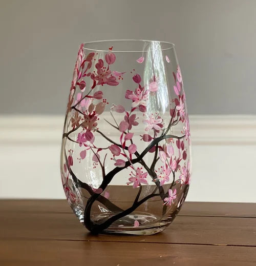 Hand Painted Four Seasons Tree Wine Glasses Unique Art | ventumra