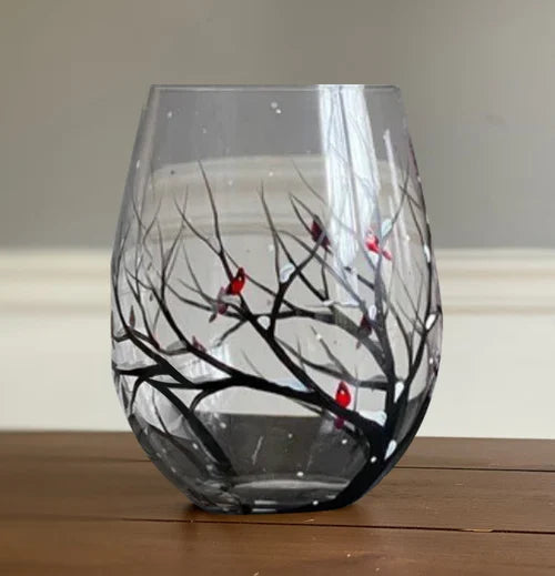 Hand Painted Four Seasons Tree Wine Glasses Unique Art | ventumra