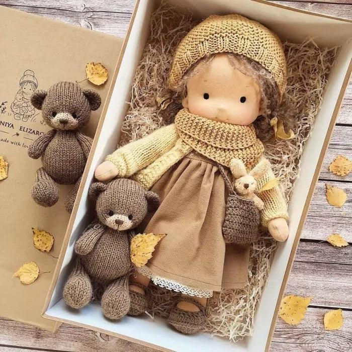 Handmade Waldorf Doll "Poppi" 35cm Organic Cotton & Hypoallergenic Textiles Educational Toy Sensory Stimulation | ventumra