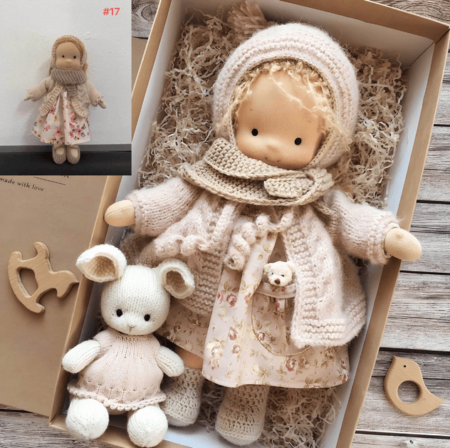 Handmade Waldorf Doll "Poppi" 35cm Organic Cotton & Hypoallergenic Textiles Educational Toy Sensory Stimulation | ventumra