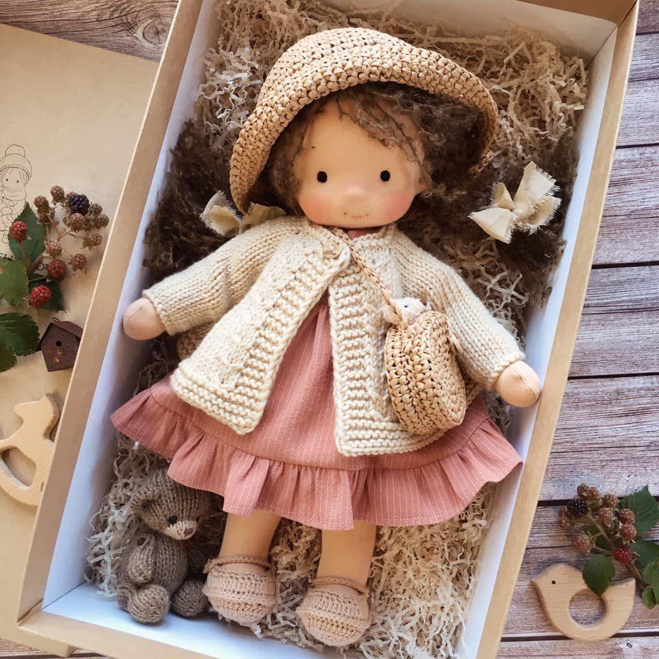 Handmade Waldorf Doll "Poppi" 35cm Organic Cotton & Hypoallergenic Textiles Educational Toy Sensory Stimulation | ventumra