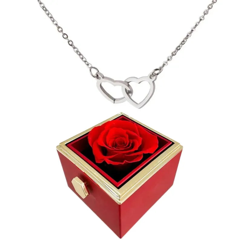 Heart Necklace with Rotating Rose Gift Box | ventumra