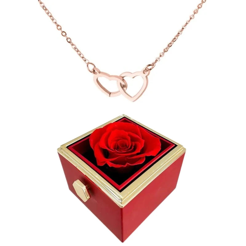 Heart Necklace with Rotating Rose Gift Box | ventumra